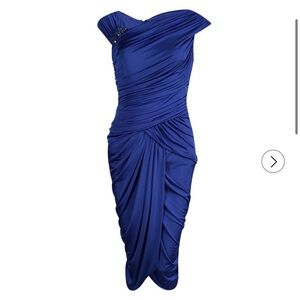 Tadashi Shoji Royal Blue Draped Midi Dress
